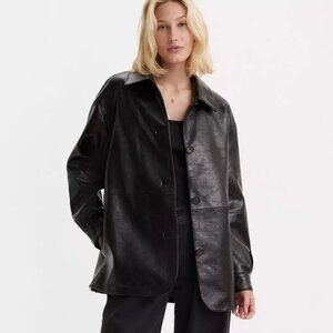 Levis Faux Leather Vintage Blazer, Black, Small